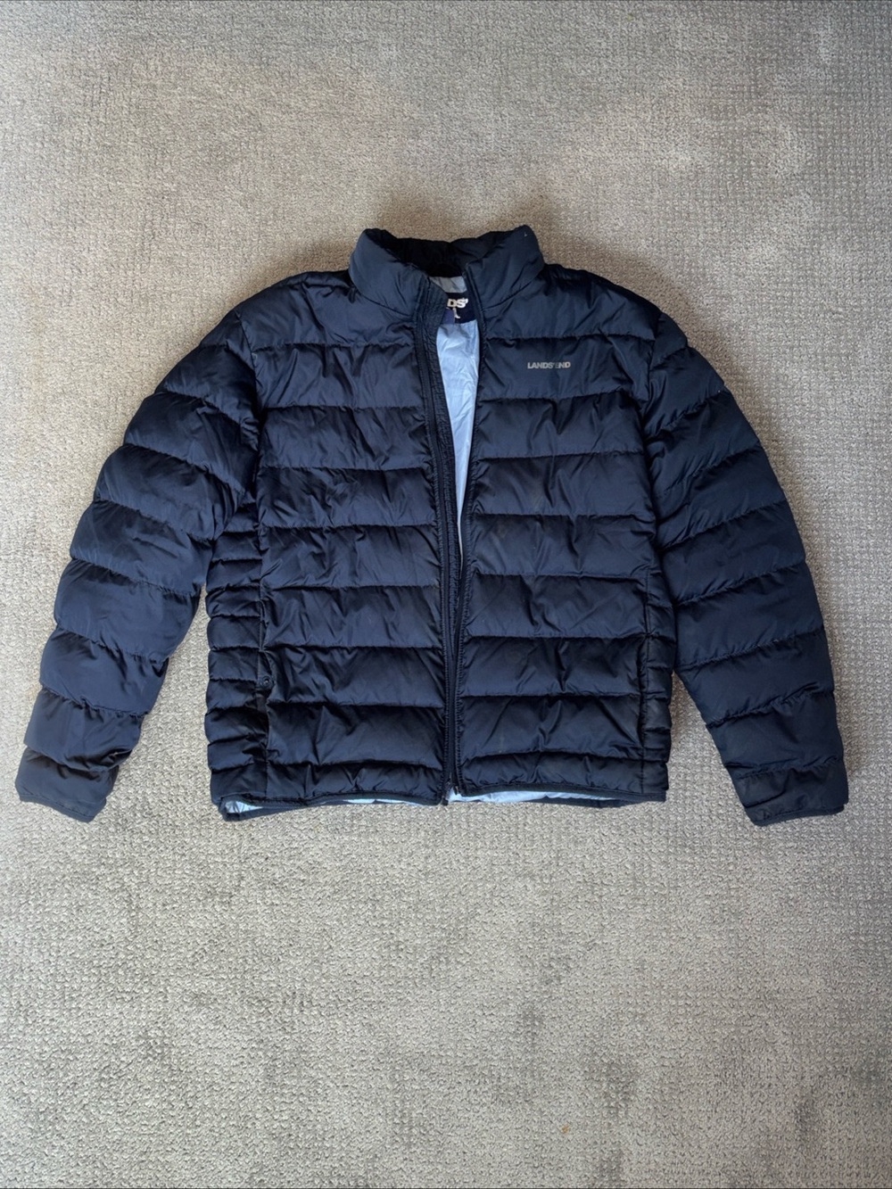Lands' End  Navy Packable Puffer Jacket Size L